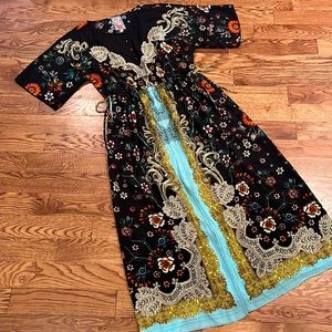 Johnny Was 100% silk kaftan maxi dress cover up